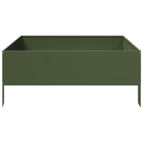 vidaXL Høybed olivengrønn 100x100x25 cm stål