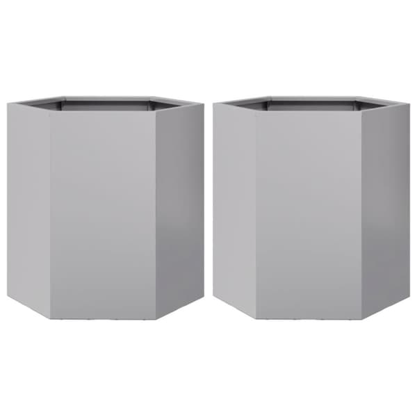 vidaXL Plantekasser 2 stk sekskantet 46x40x45 cm galvanisert stål
