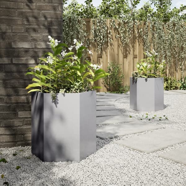 vidaXL Plantekasser 2 stk sekskantet 46x40x45 cm galvanisert stål