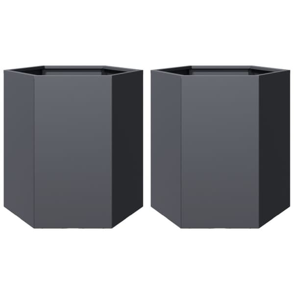 vidaXL Plantekasser 2 stk antrasitt sekskantet 46x40x45 cm stål