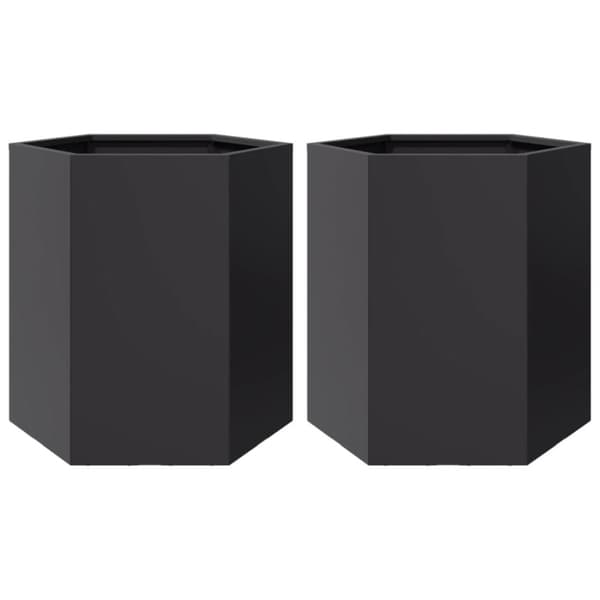 vidaXL Istutuskoneet 2kpl musta kuusikulma 46x40x45 cm teräs