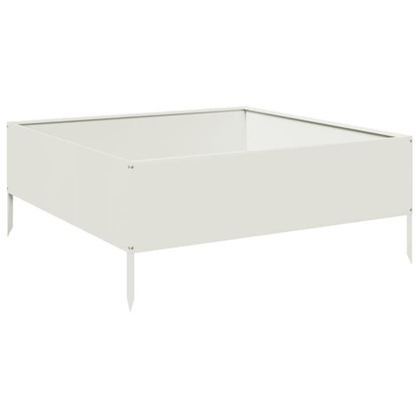 vidaXL Korotettu kukkalaatikko valkoinen 100x100x25 cm teräs