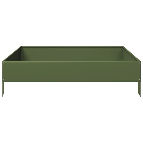 vidaXL højbed 100x100x26 cm stål olivengrøn