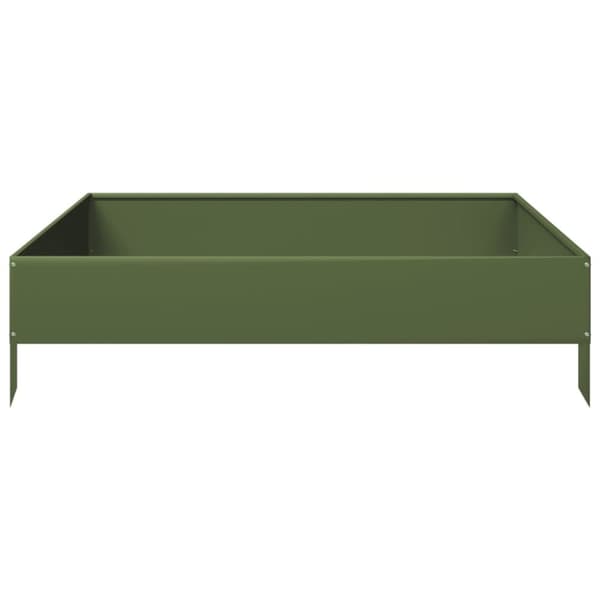 vidaXL højbed 100x100x26 cm stål olivengrøn