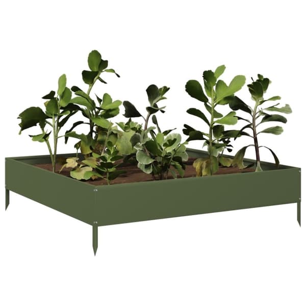 vidaXL Høybed olivengrønn 100x100x26 cm stål