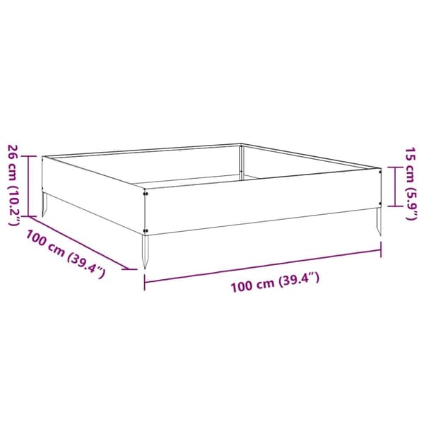 vidaXL Høybed 100x100x26 cm galvanisert stål