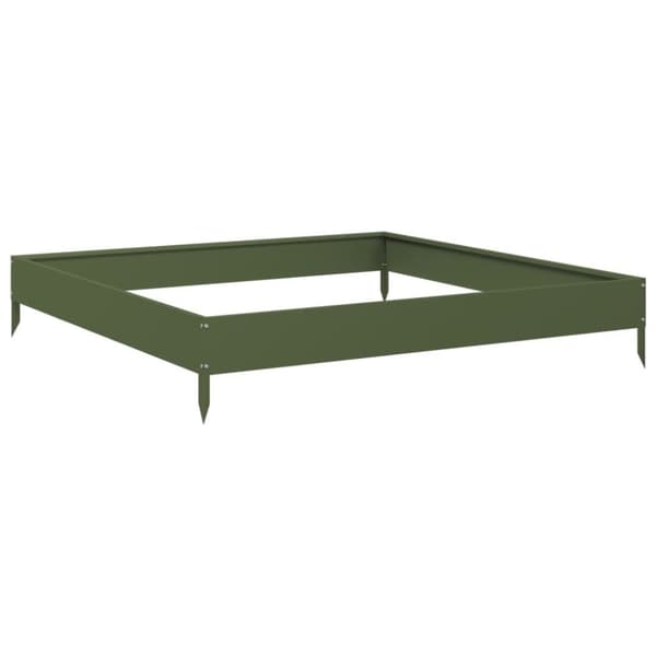 vidaXL Høybed olivengrønn 100x100x18,5 cm stål
