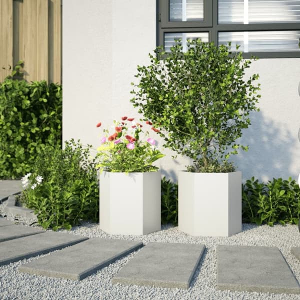 vidaXL Havekrukker 2 stk. 46x40x45 cm sekskantet stål hvid