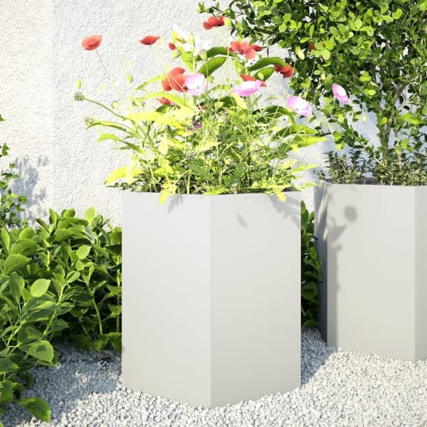 vidaXL Havekrukker 2 stk. 46x40x45 cm sekskantet stål hvid