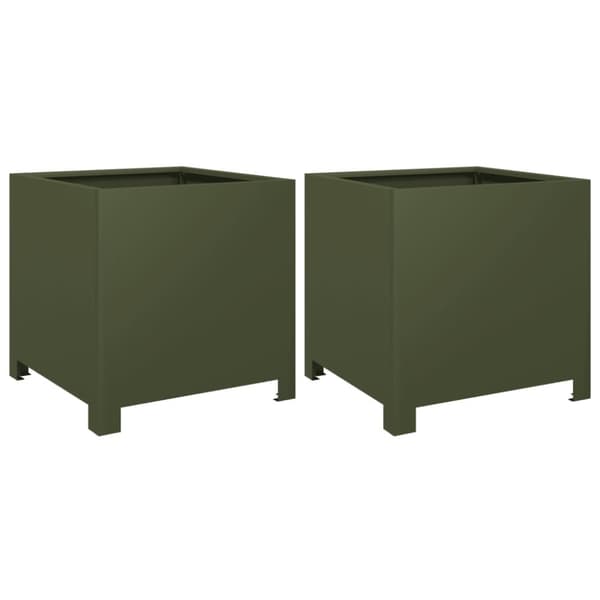 vidaXL Plantekasser 2 stk olivengrønn 40x40x40 cm stål