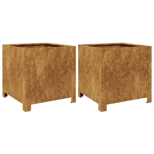 vidaXL Hageplanter 2 stk 40x40x40 cm oksidert stål