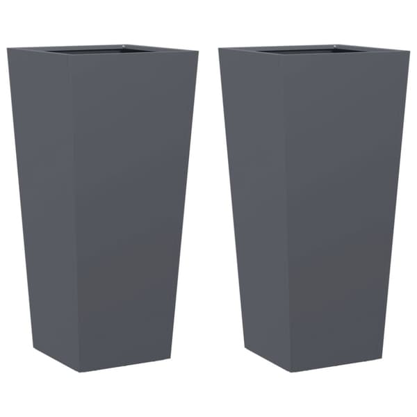 vidaXL Trädgårdskrukor 2 st antracit 35x35x75 cm stål