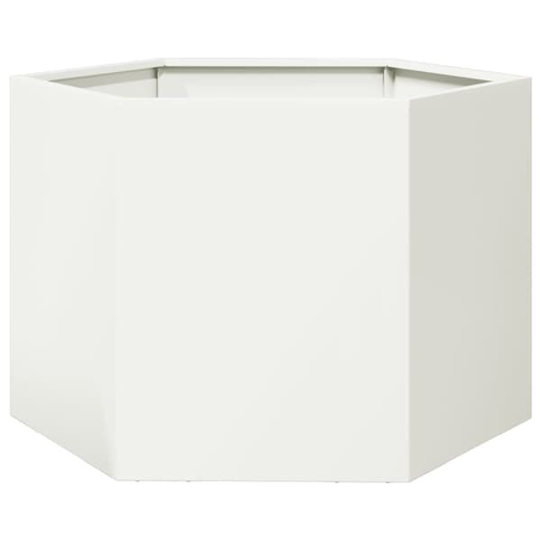 vidaXL Odlingslåda vit sexkantig 69x60x45 cm stål