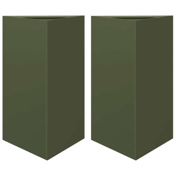 vidaXL Plantekasser 2 stk olivengrønn trekantet 50x43x75 cm stål