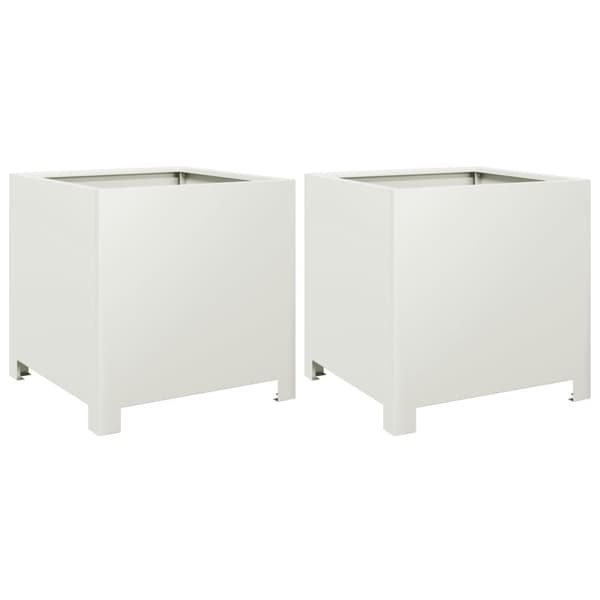vidaXL plantekrukker 2 stk. 40x40x40 cm stål hvid