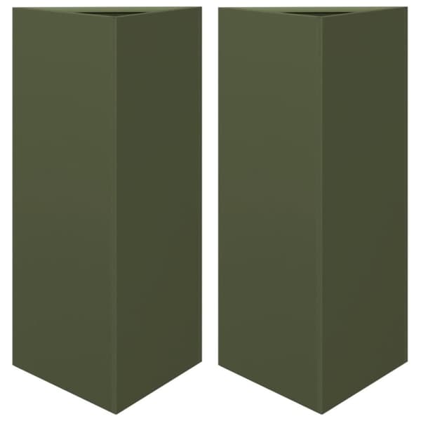 vidaXL Plantekasser 2 stk olivengrønn trekantet 40x34,5x70 cm stål