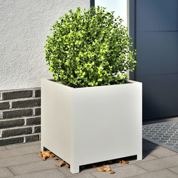 vidaXL plantekrukke 50x50x50 cm stål hvid