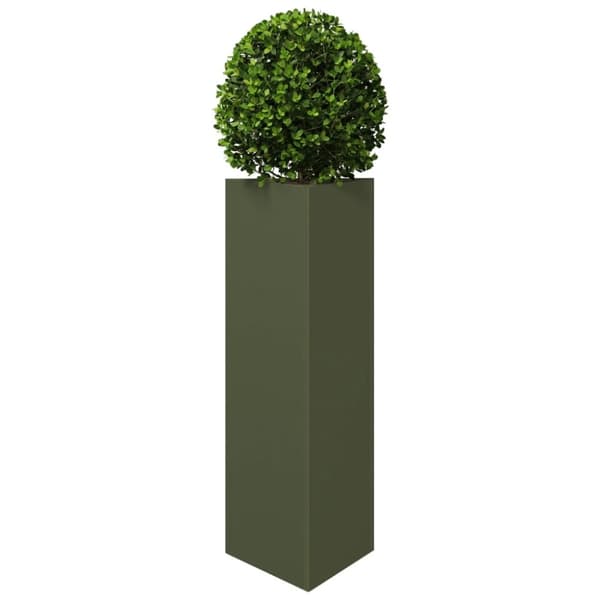 vidaXL plantekasser 2 stk. 30x26x75 cm trekantet stål olivengrøn
