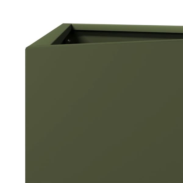 vidaXL plantekasser 2 stk. 30x26x75 cm trekantet stål olivengrøn