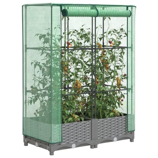 vidaXL højbed med drivhusovertræk 80x40x123 cm rattan-look