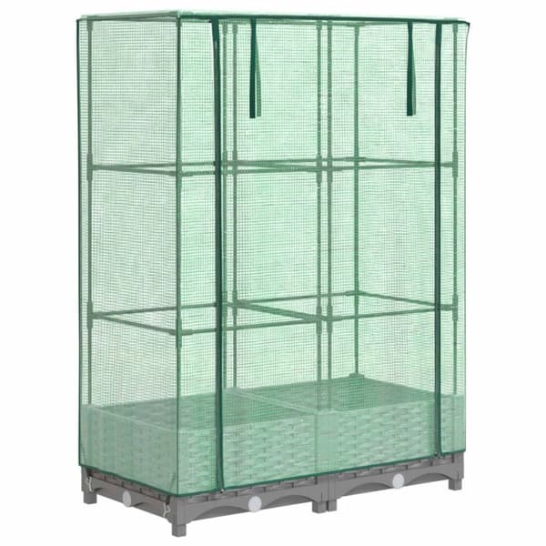vidaXL højbed med drivhusovertræk 80x40x123 cm rattan-look