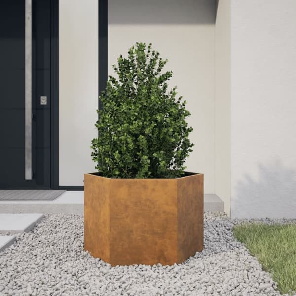 vidaXL plantekasse 69x60x45 cm sekskantet Forvitringsstål