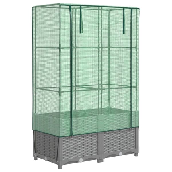 vidaXL højbed med drivhusovertræk 80x40x138 cm rattan-look