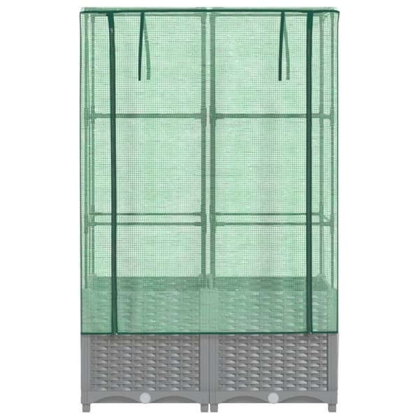 vidaXL højbed med drivhusovertræk 80x40x138 cm rattan-look