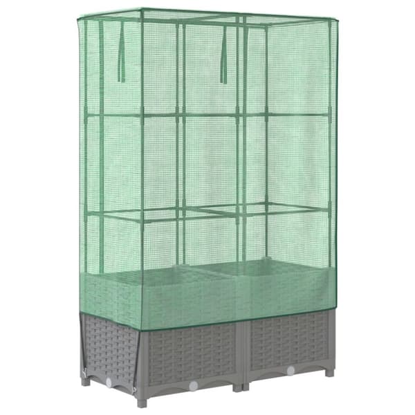vidaXL højbed med drivhusovertræk 80x40x138 cm rattan-look
