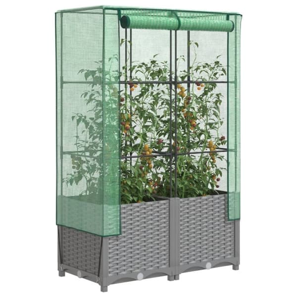 vidaXL højbed med drivhusovertræk 80x40x138 cm rattan-look