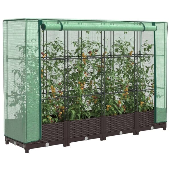 vidaXL højbed med drivhusovertræk 160x40x123 cm rattan-look