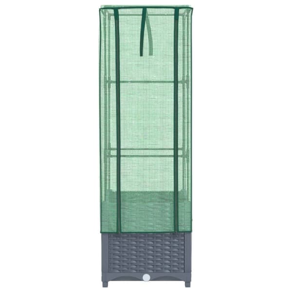 vidaXL højbed med drivhusovertræk 40x40x139 cm rattan-look