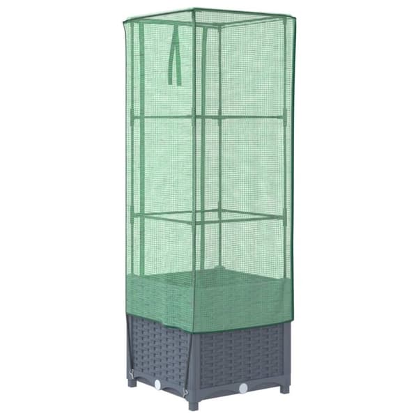 vidaXL højbed med drivhusovertræk 40x40x139 cm rattan-look