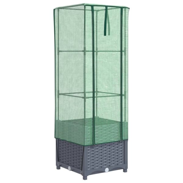 vidaXL højbed med drivhusovertræk 40x40x139 cm rattan-look