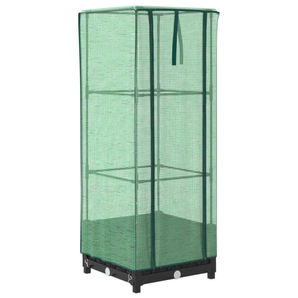 vidaXL højbed med drivhusovertræk 40x40x123 cm rattan-look