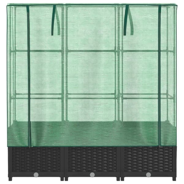 vidaXL højbed med drivhusovertræk 120x40x138 cm rattan-look