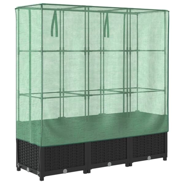 vidaXL højbed med drivhusovertræk 120x40x138 cm rattan-look