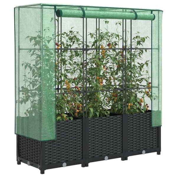 vidaXL højbed med drivhusovertræk 120x40x138 cm rattan-look