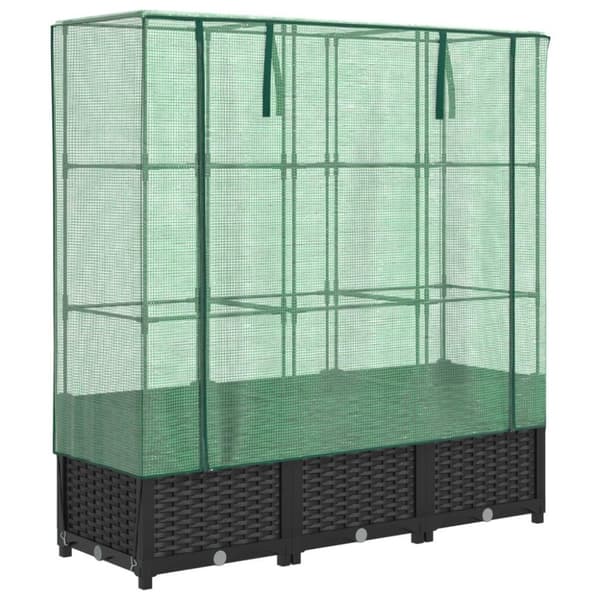 vidaXL højbed med drivhusovertræk 120x40x138 cm rattan-look