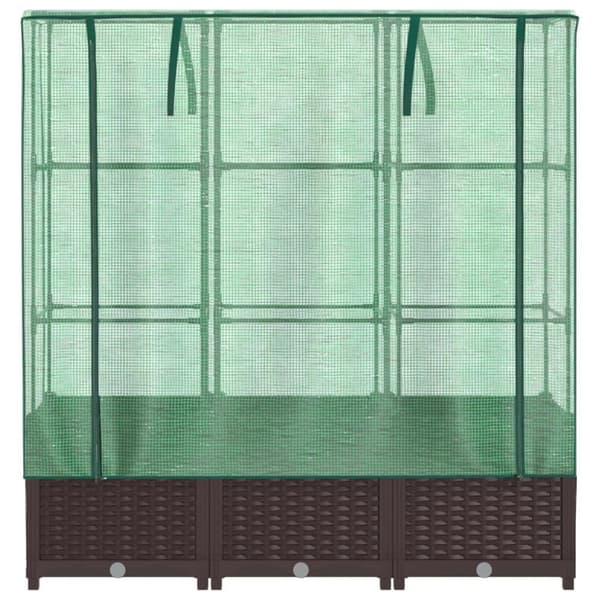 vidaXL Kukkalaatikko kasvihuonepeitteellä rottinkityyli 120x40x138 cm
