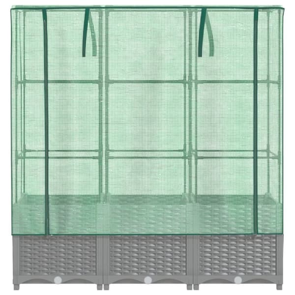 vidaXL højbed med drivhusovertræk 120x40x138 cm rattan-look
