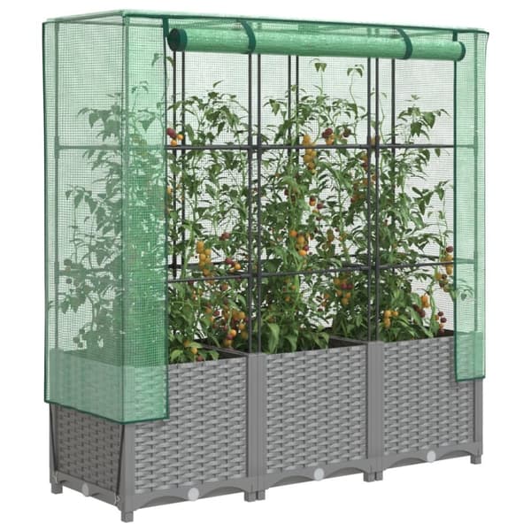 vidaXL højbed med drivhusovertræk 120x40x138 cm rattan-look