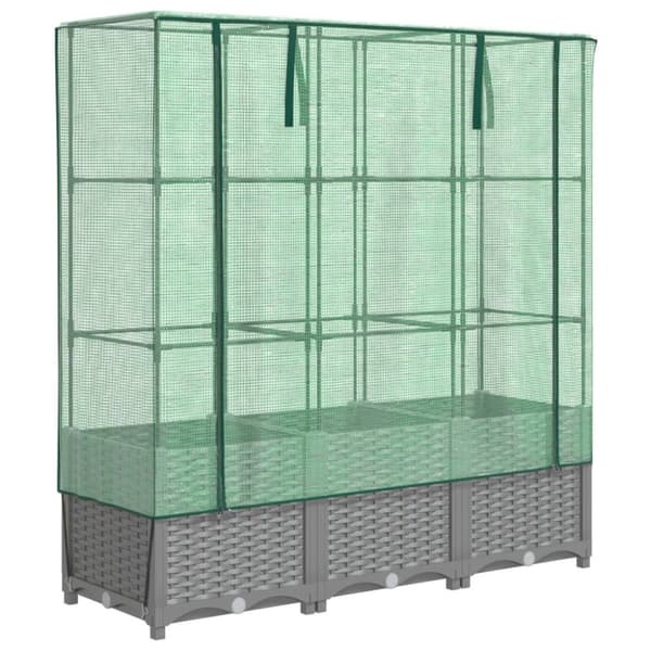 vidaXL højbed med drivhusovertræk 120x40x138 cm rattan-look