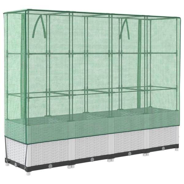 vidaXL højbed med drivhusovertræk 160x40x138 cm rattan-look