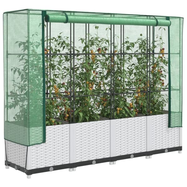 vidaXL højbed med drivhusovertræk 160x40x138 cm rattan-look