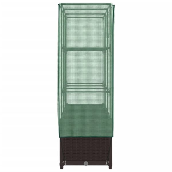 vidaXL Odlingslåda med växthusöverdrag rottinglook 120x40x138 cm