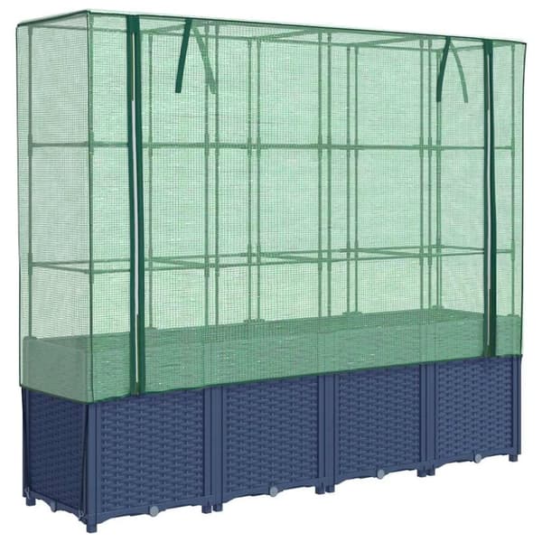 vidaXL højbed med drivhusovertræk 160x40x153 cm rattan-look