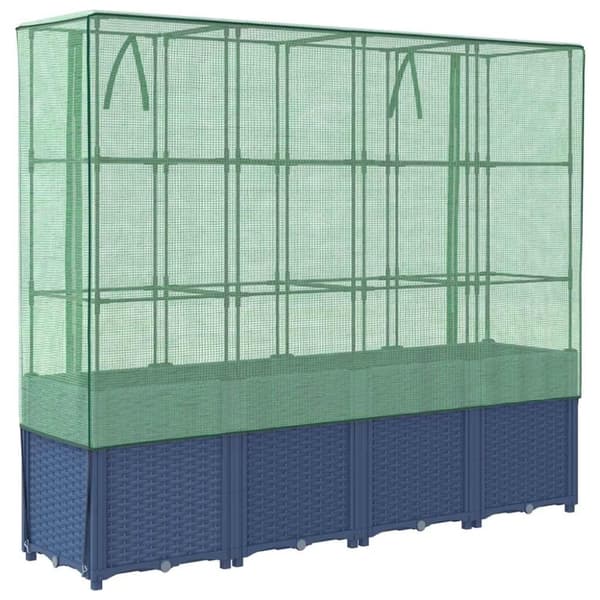 vidaXL højbed med drivhusovertræk 160x40x153 cm rattan-look