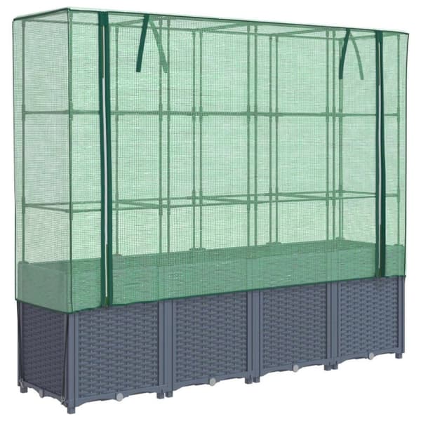 vidaXL højbed med drivhusovertræk 160x40x153 cm rattan-look