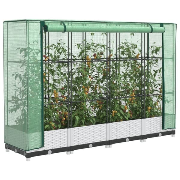vidaXL højbed med drivhusovertræk 160x40x123 cm rattan-look